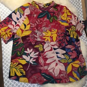 Shein Tropical Linen Top 3x multiColor